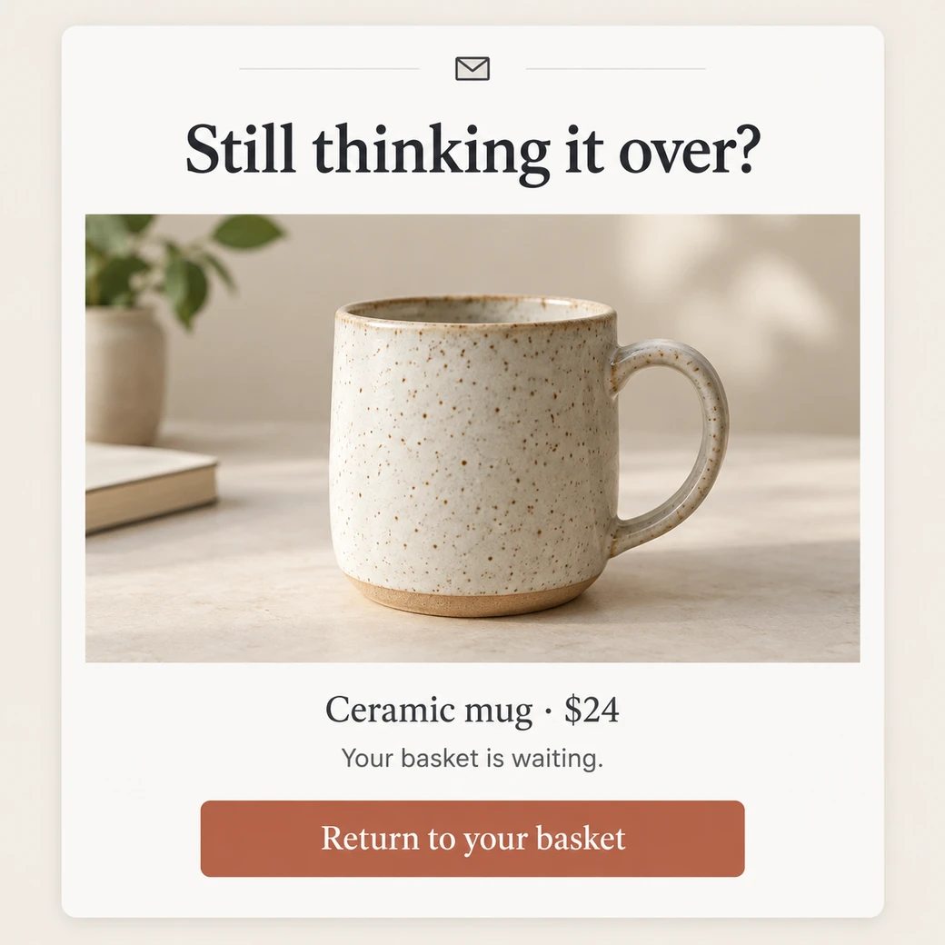 Illustrative example: cart recovery email.