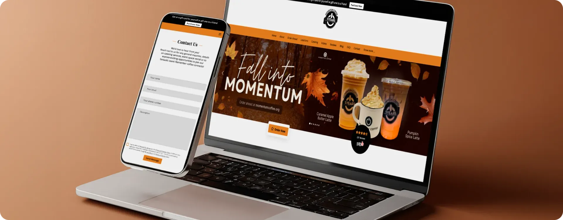 The UENI-built Momentum Coffee website
