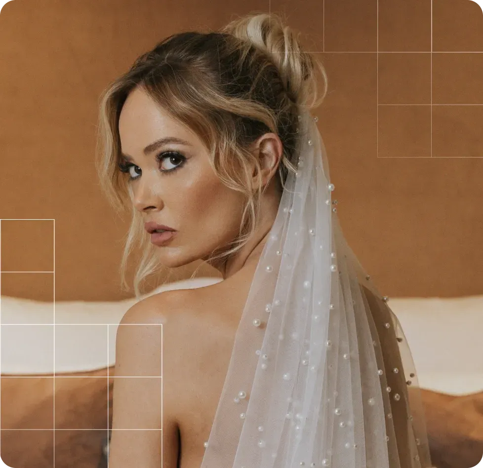 A finished Minella Weddings bridal hair and makeup look