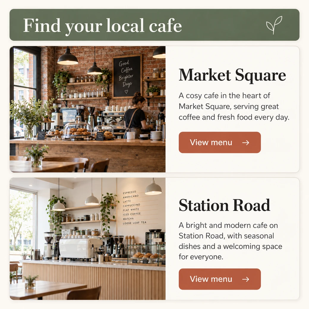 Illustrative example: franchise websites.