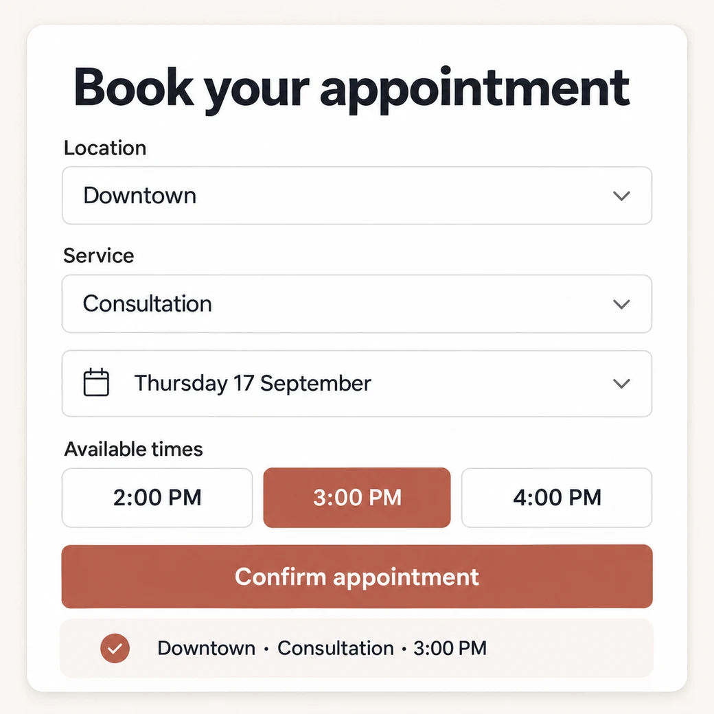 Illustrative example: multi location booking.