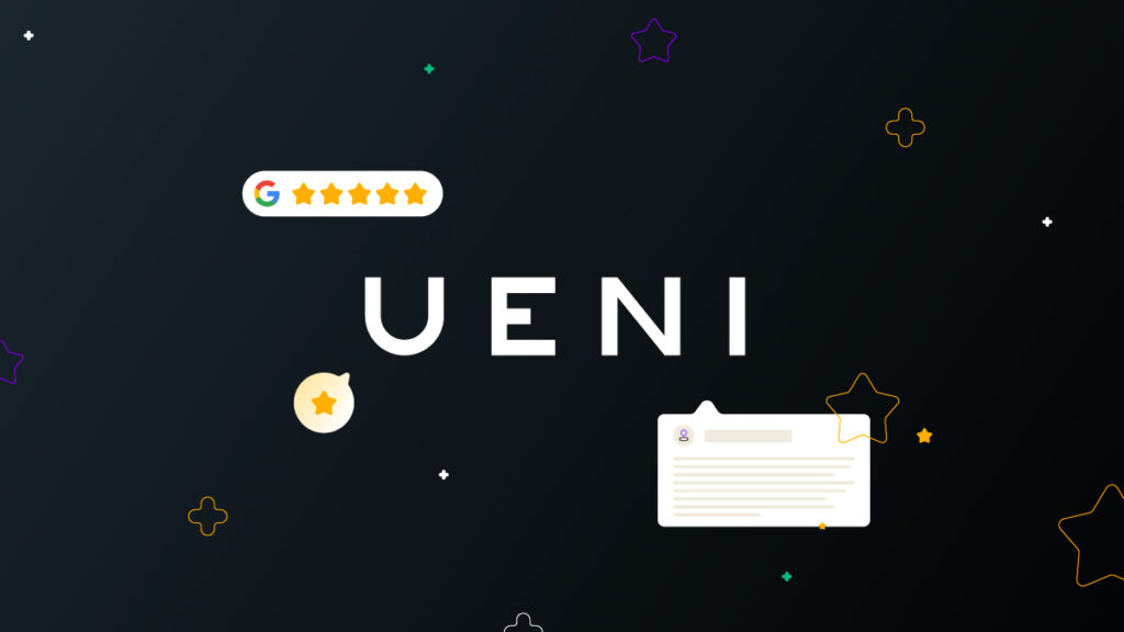 UENI logo and icons of reviews