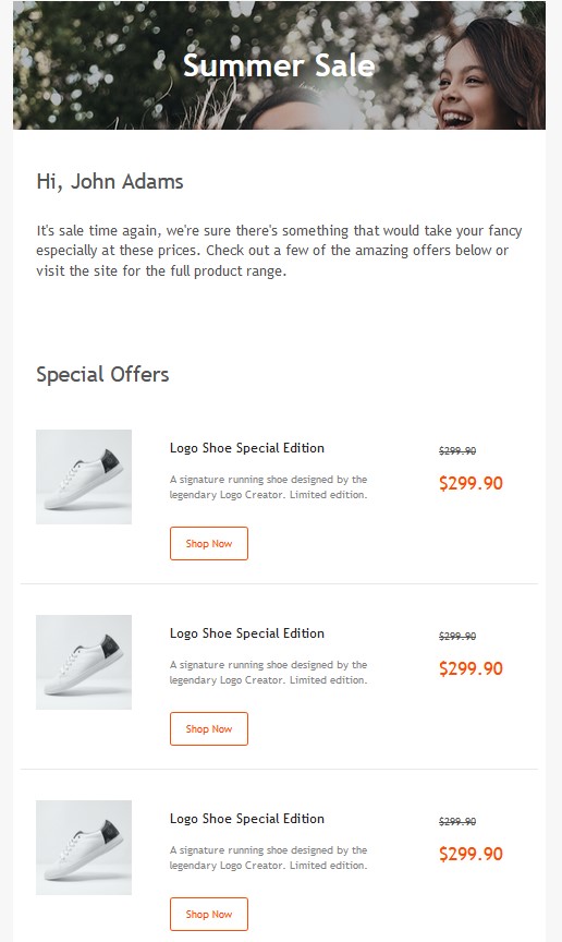 A screenshot of a Product-style Marketing Email