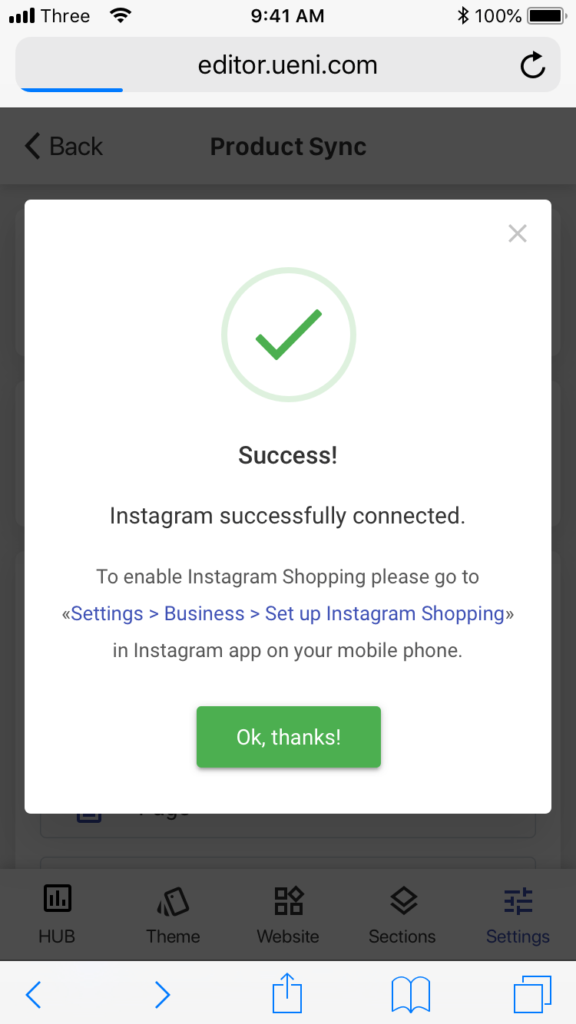 Instagram Successful Connection 