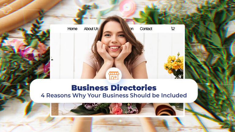 Website with woman on top and the post title, 4 reasons to be included in business directories