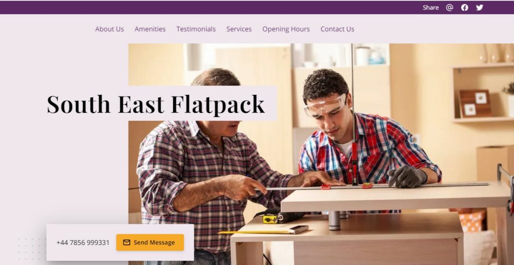A screenshot of South East Flatpack's homepage