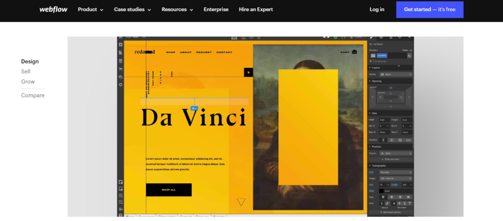 Webflow home screen