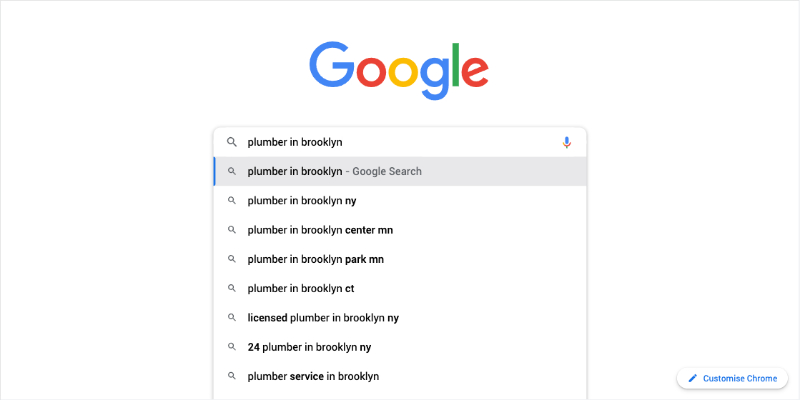 Google search of plumber in brooklyn